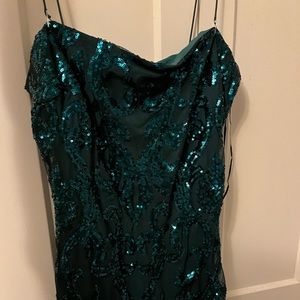 Emerald Green Sequin Strapy Mini Dress